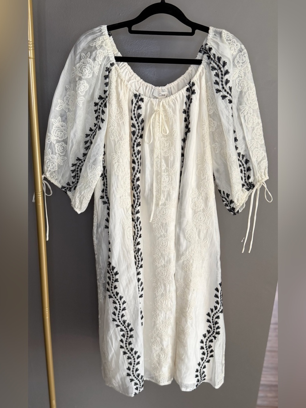 Oddi NWT Ivory Embroidered Romantic Boho Peasant Dress Lace Cottagecore Luxe 1X
